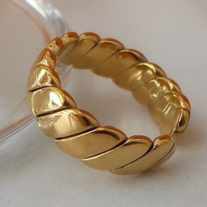 NEW 18K Gold Plated Braided Open Ring